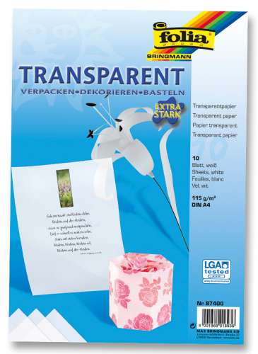 Transparentpapier-Set, weiß, 10 Blatt A4, 115 g/m²