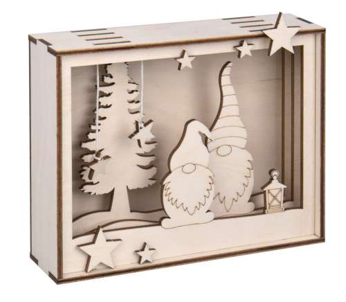Holzbausatz, 3D-Bilderrahmen Wichtel, 16-teilig, 15,5 x 3,8 x 12,5 cm