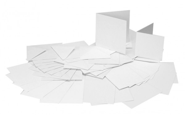 Karten-Set, 205 x 205 mm, weiß, 25 Karten + 25 Umschläge, quadratisch