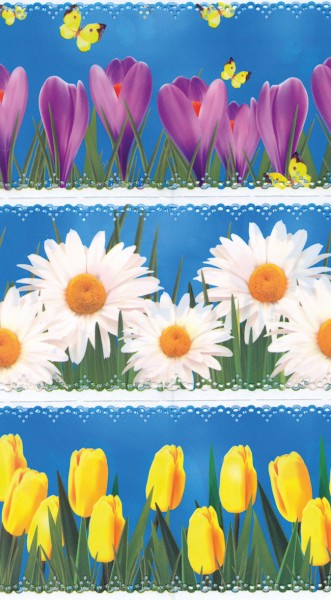 Schrumpfbanderolen-Set Frühlingsblumen 1, für 3 Dekos, Kugeln & Gefäße Ø 6 cm