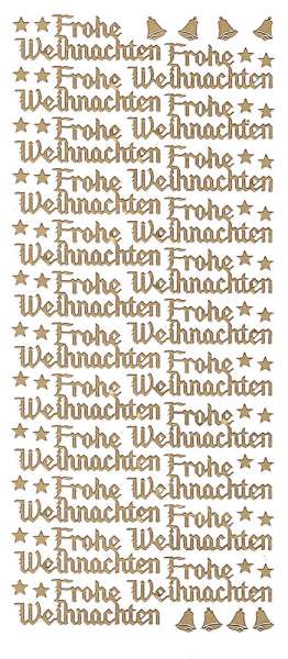 Stickerbogen, Frohe Weihnachten, gold, 10 x 23 cm