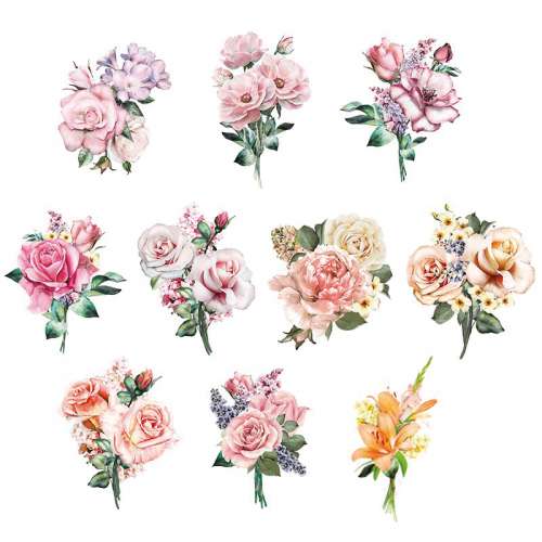 3D-Stanzmotive Blumen, gestanzt, 10 Motive, mit Folienveredelung, 6,5 - 11,5 cm