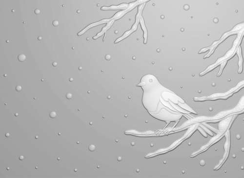 3D-Embossing Folder, A6, Vogel auf Zweig, Kunststoff, 10,5 x 14,8 cm