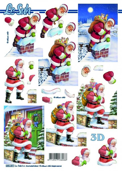 3D-Stanzbogen, A4, Weihnachtsmann