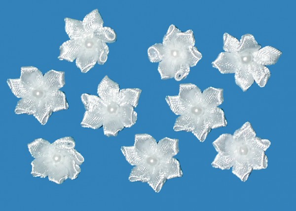 Blüte mit Perle, 2 cm, 8 Stück, weiß