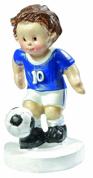 Deko-Figur, Fußballer, 5 cm, blau-weiß