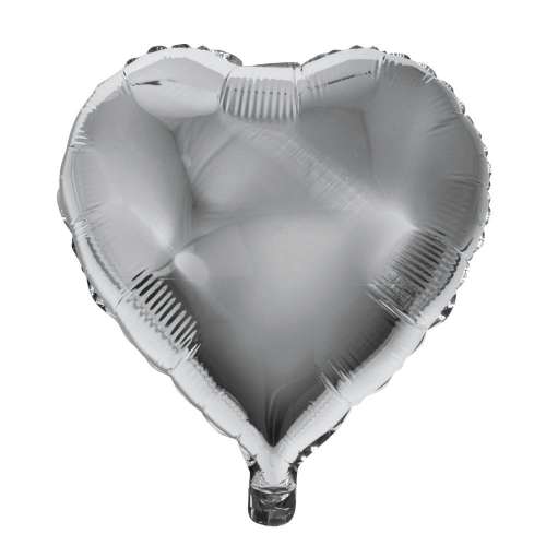 Folienballon, Herz, silber, 46 x 49 cm