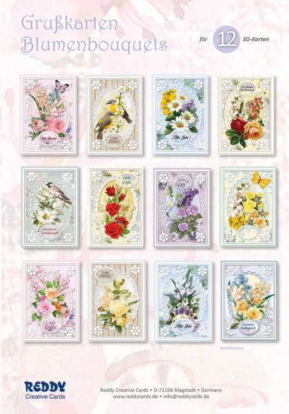 Grußkarten -Set, Blumenbouquets