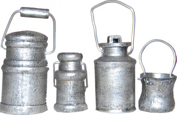 Milchkannen-Set, 4 Stück, 3-8 cm, silber