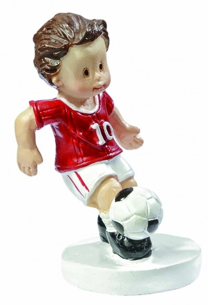 Deko-Figur, Fußballer, 5 cm, rot-weiß
