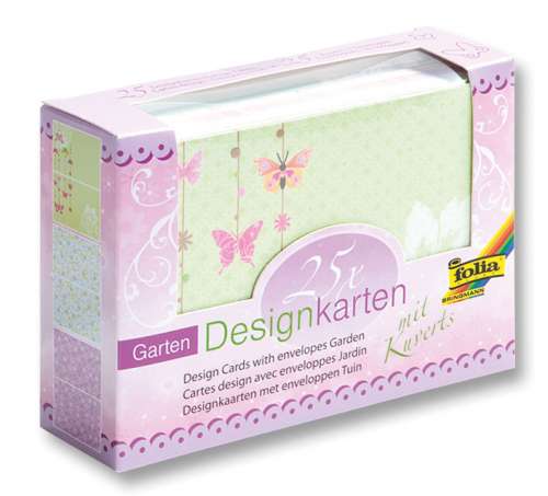Design Doppelkarten Set, A6, 50 teilig, Garten-Sommer, 25 Karten + 25 Umschläge