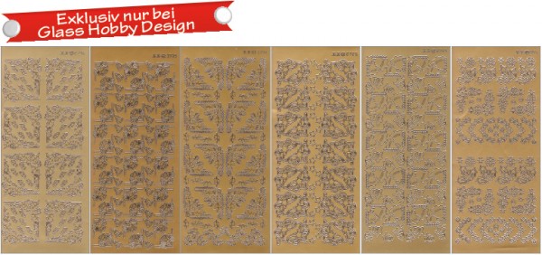 Stickerbogen-Set, Ecken-Mix, Weihnachten, 6 Bogen, 10 x 23 cm