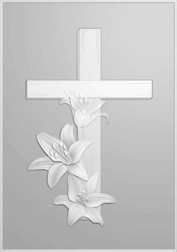 3D-Embossing Folder, A6, Kreuz mit Lilien, Kunststoff, 10,5 x 14,8 cm