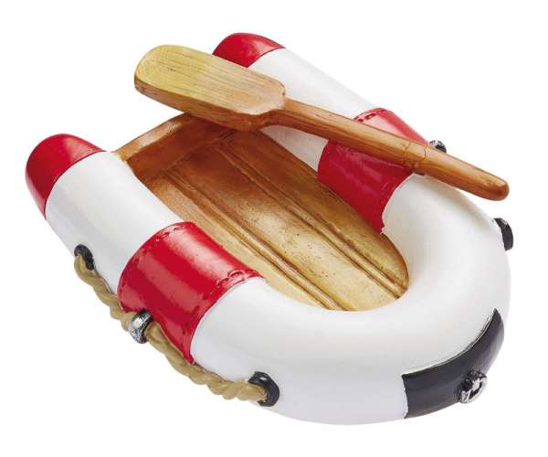 Schlauchboot, 7 x 5 cm, rot/weiß