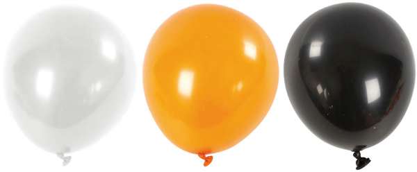 Halloween-Ballons, Ø 23 - 26 cm, 10 Stück, weiß/orange/schwarz