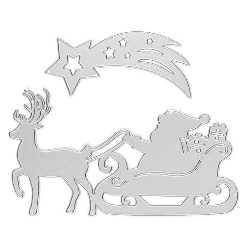 Stanzschablonen-Set, Weihnachtsmann mit Schlitten, 2-teilig, 4 - 13,9 cm