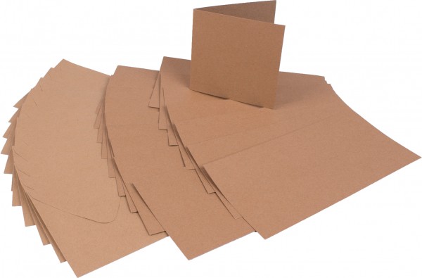 Kraftpapier-Karten-Set, 100-teilig, 13,5 x 13,5 cm
