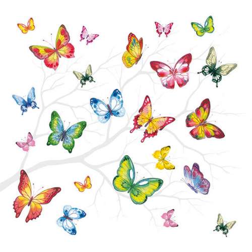 Design-Servietten, Schmetterlinge, 20 Stück, 33 x 33 cm