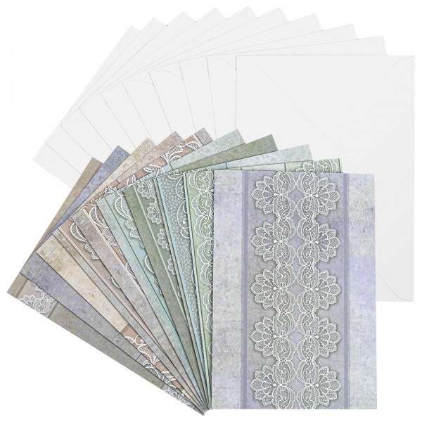 Grußkarten-Set, Spitze, B6, 230gr/qm, 10 Karten+10 weiße Umschläge