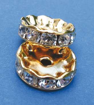 Strass-Rondelle, 13 mm, 2 Stück, Gold-kristall