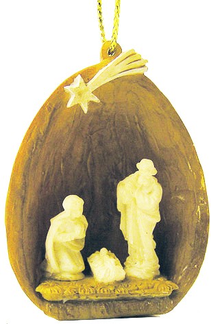 Heilige Familie in Walnussschale, Miniatur 4,5 cm