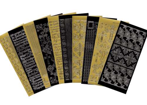 Sticker-Bogen-Set, 10x23 cm, 10 Stück, schwarz & gold sortiert, Kondolenz