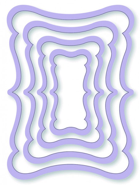 Stanzschablonen-Set, Fantasie-Rechteck, 2,5 x 5,2 - 7,5 x 10,5 cm, 4-teilig