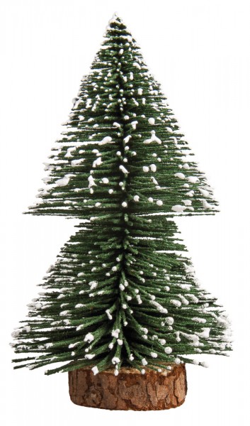 Deko-Tannenbaum mit Holzsockel, beschneit, 15 x 10 cm