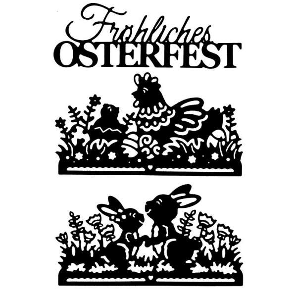 Stanzschablonen-Set, Fröhliches Osterfest, 3-tlg., 3,2 - 9 cm