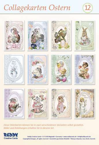 Collage-Karten-Set, Ostern, Set für 12 Karten