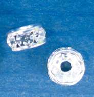 Strass-Rondelle, 10 mm, 2 Stück, silber-kristall