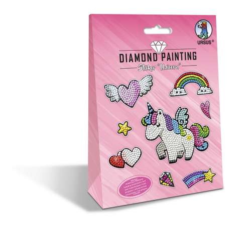 DIAMOND PAINTING Sticker-Set, Einhorn, Set 8 Sticker 2 x 2 cm bis 10,5 x 9 cm
