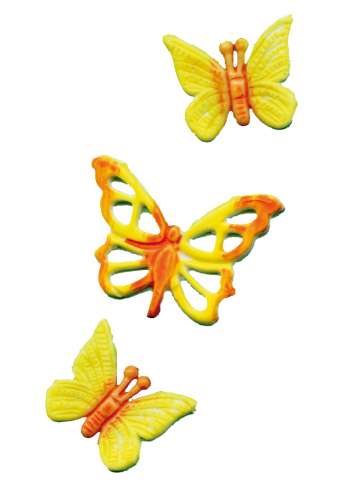 Wachsmotiv, Schmetterlinge, 3-4 cm, 3 Stück