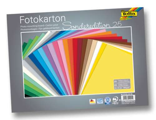 Fotokarton-Set, 300 g/qm, 25 Bogen, farbig sortiert