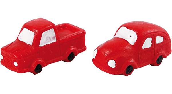Deko-Auto-Set, rot, 2 Stück, 40x20 mm, Polyresin