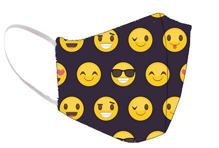 Mund-Nasen-Maske, Smileys, Interlock-Stoff, 100% Polyester, Größe S