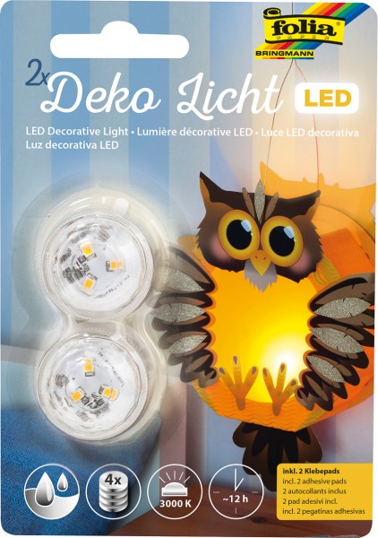 LED Dekolichter, 2 Lichter, wasserdicht, für innen und außen, mit starkem Klebeband