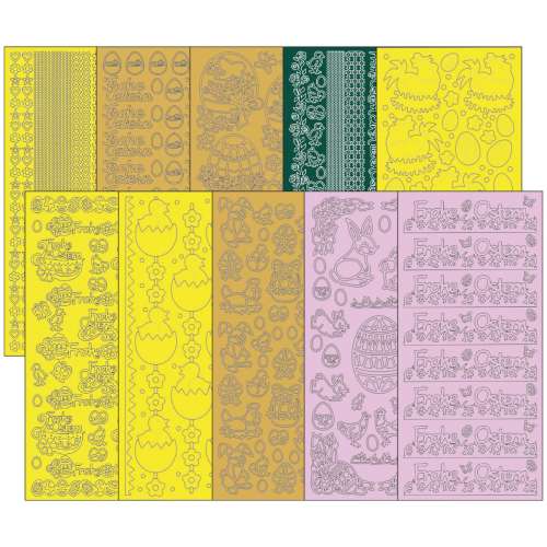 Stickerbogen-Set Ostern, 10 Bogen bunt gemischt, 10 x 23 cm