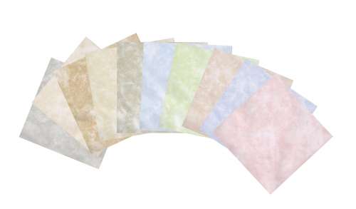 Marmor-Karton, quadratisch, 210 g., farbig sort, 80 Stück, 10 Farbtöne, 13,5 x 27 cm