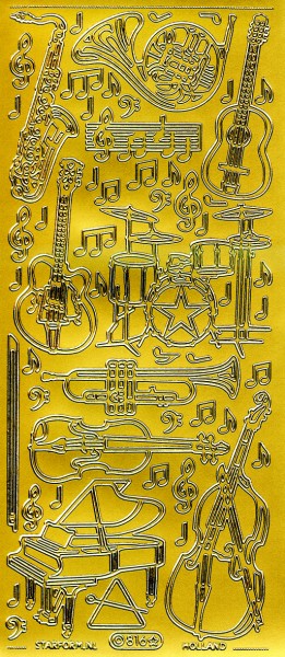 Stickerbogen, Musikinstrumente, 10 x 23 cm