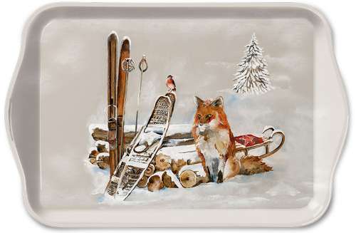 Design-Tablett, Fuchs im Winter, Kunststoff, 13 x 21 cm
