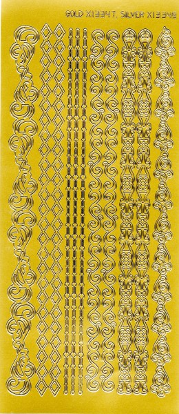 Stickerbogen, Bordüren Barock, 10 x 23 cm