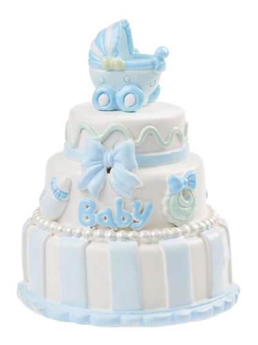 Baby-Torte, blau, 7,5 cm, Ø 4,5 cm, Polyresin