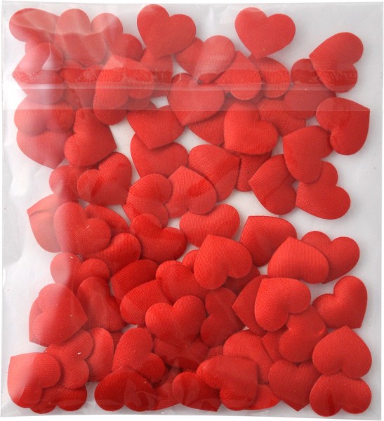 Satin Herzen, rot, 13mm, 75 Stück