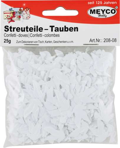 Pailletten Streuteile-Mix, Tauben, weiß, 20 g.