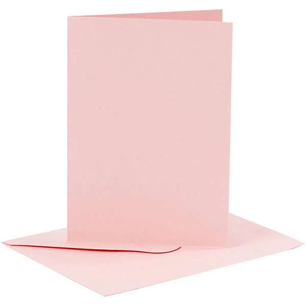 Karten Set mit Kuvert, rosa, A6