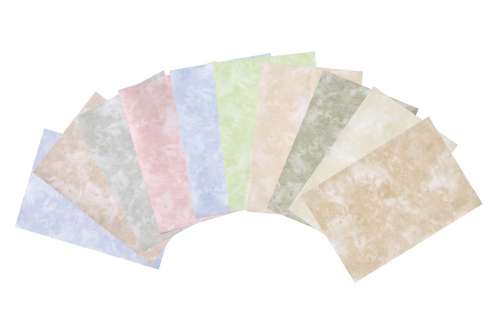 Marmor-Karton, 210 g., farbig sort, 80 Stück, 10 Farbtöne, A5 ungefalzt, für A6-Karten