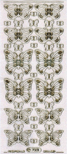 Stickerbogen, transparent, irisierend, Schmetterlinge 1, 10 x 23 cm
