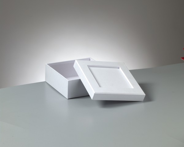 Pappmaché-Box, Quadrat, weiß, 15 x 15 x 6 cm