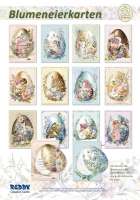 Oster-Grußkarten-Set, Blumen-Eier